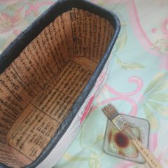 No.29 一閑張り かごバッグ 帯 牡丹柄刺繍 受信トレイ