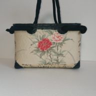 No.29　一閑張り　カゴバック　牡丹刺繍帯　